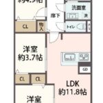3LDK60.5㎡・南向きの明るい住戸(間取)